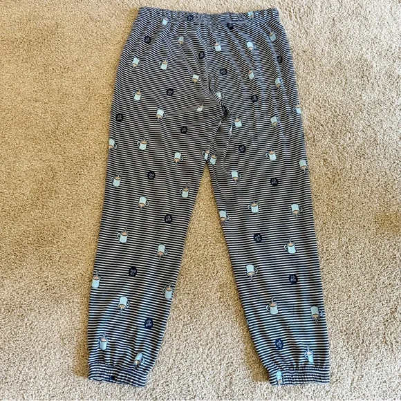 Life Is Good Sleep Pajama Joggers Coffee Mug Navy Stripe Lounge Women’s Medium - Picture 6 of 8